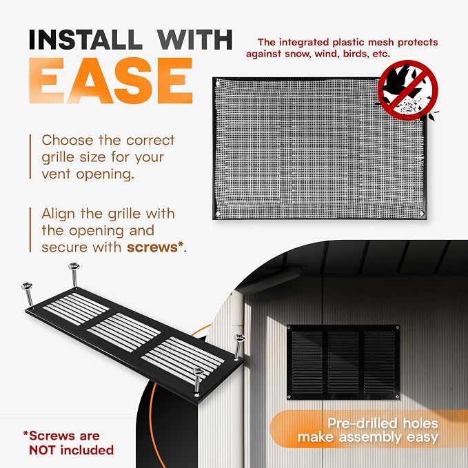 12 x 8 Inch Black Galvanized Steel Return Air Register Vent Cover, AC Vent Cover - Image 4