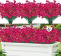24 Pcs Artificial Flowers for Outdoor, Plastic Fake Flowers Decor, Rose Red | by Lnoicy