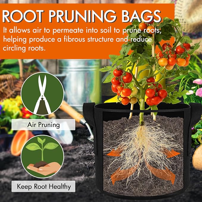 Gardzen 6-Pack 10 Gallon Grow Bags Fabric Pots - Image 3