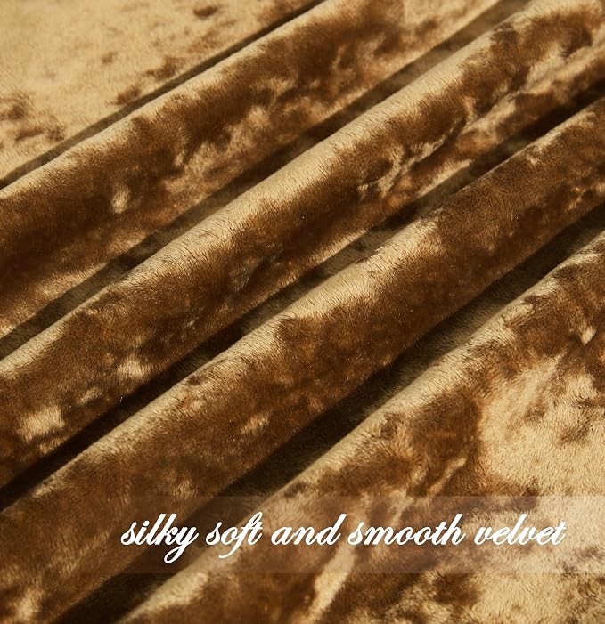 Chezmoi Collection Lux Caramel Gold Crushed Velvet Curtains 2 Panel Set - Image 5