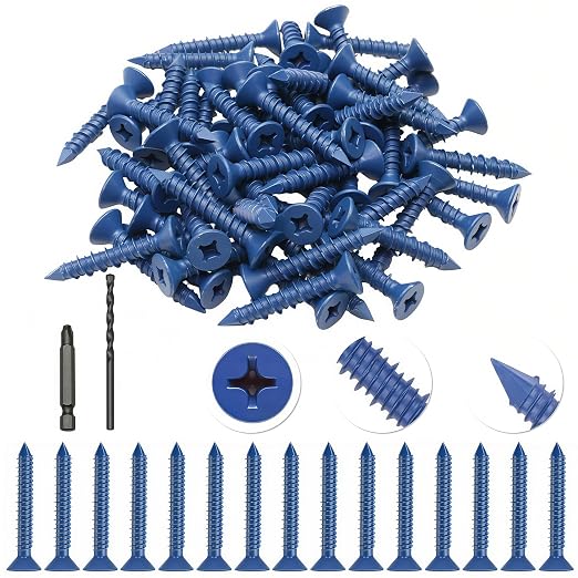 60Pcs 3/16" x 1-1/4”Concrete Screws by Unknown