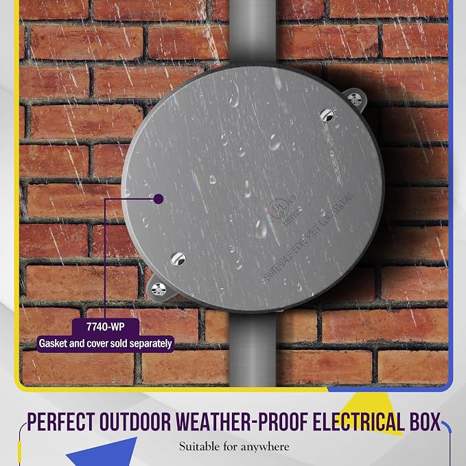 ENERLITES 4” Diameter Round Weatherproof Outlet Box - Image 3