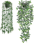 Der Rose 2Pcs Fake Hanging Plants Artificial in Black Pots by DerRose
