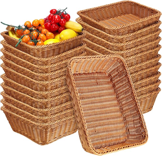 Eccliy 20 Pack Wicker Bread Baskets Woven Serving Basket, 15.8 Inch | Poly by Eccliy