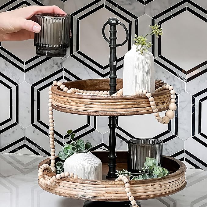 Kate Aspen Ribbed Glass Candle Holder Set - Image 2