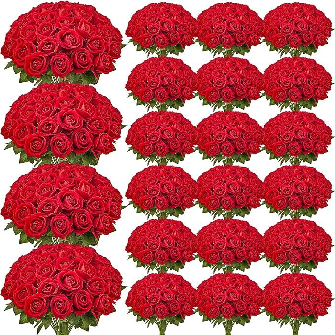 VEVOR Artificial Flowers, Faux Red Bridal Shower by VEVOR