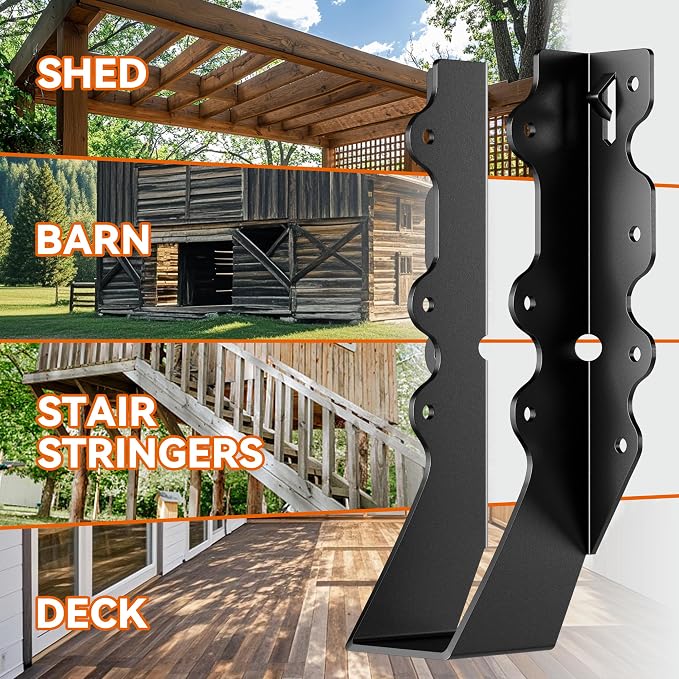 25 Pcs Black Joist Hangers 2x8, 18 Gauge Rafter Brackets, Hurricane Straps - Image 6