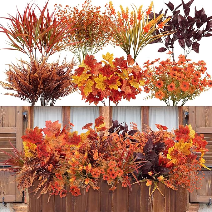 24 Pcs Artificial Fall Flowers Fake Mums by OuddyDecor