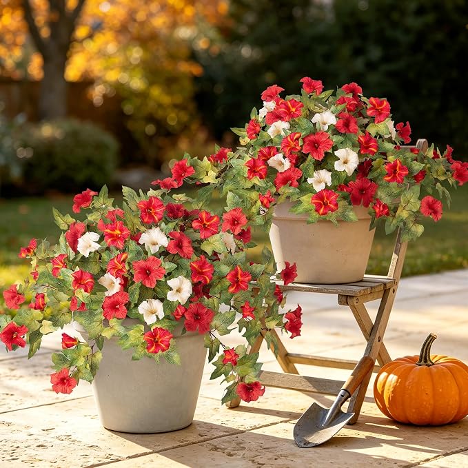 Ammyoo Artificial Fall Flowers Fake Petunias Plants by Ammyoo