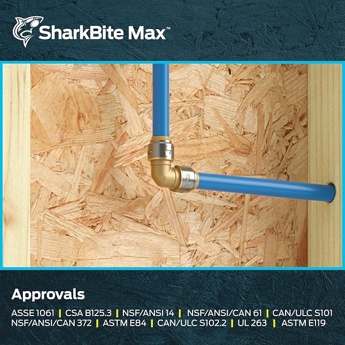 SharkBite Max 1/2 Inch 90 Degree Elbow, Push to Connect Brass Plumbing Fitting - Image 6