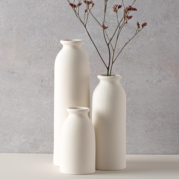 CEMABT White Ceramic vase Set-3 Flower vases by CEMABT