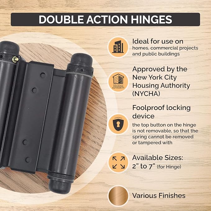 Self Closing Double Action Spring Door Hinge Saloon Matte Black 6 Inch - Image 6