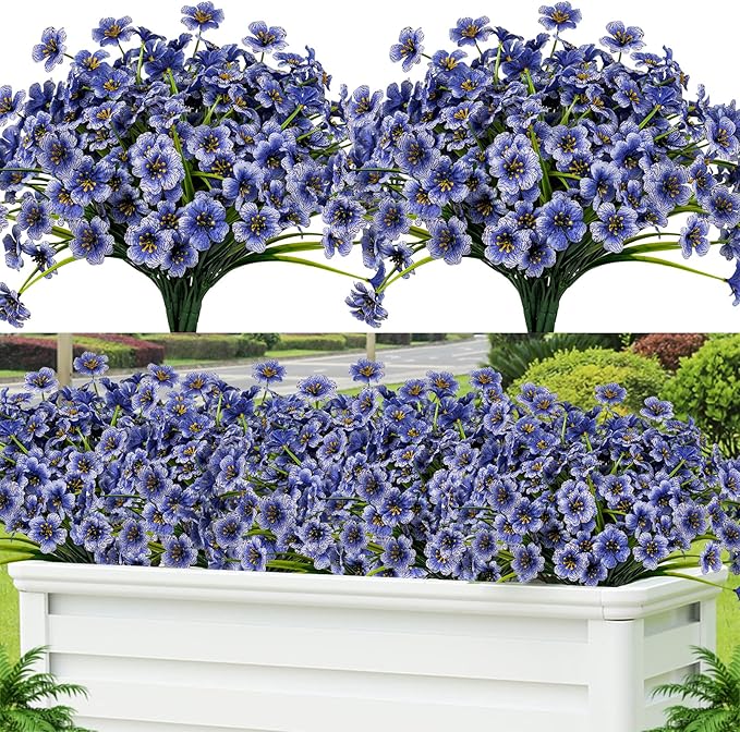 24 Pcs Artificial Flowers for Outdoor, Plastic Fake Flowers Decor, Artificial by Lnoicy