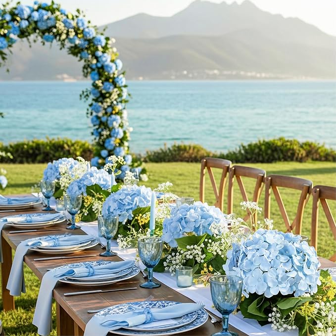 Auihiay 64Pcs Blue Hydrangea Artificial Flowers, Silk Hydrangeas Decor | - Image 6