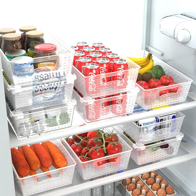 Simple Houseware Stackable Plastic Woven Basket Organizer, 6 Pack - Image 2