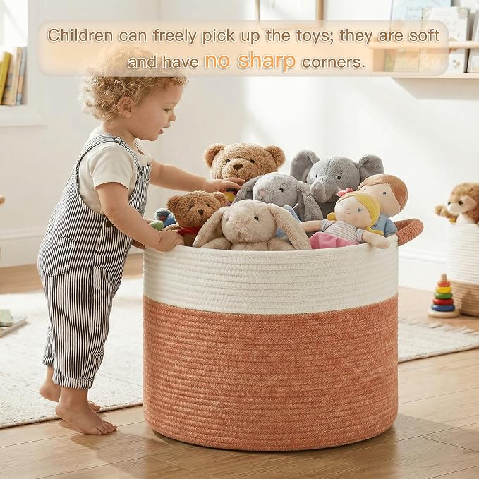 Artfeel 100L Large Cotton Rope Basket, Decorative Woven Blanket Storage - Image 4