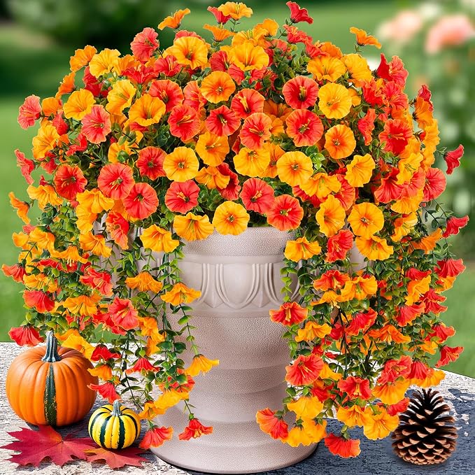 Artificial Faux Fall Hanging Flowers Plants - Image 8