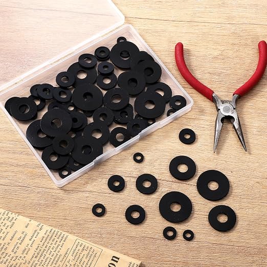 70Pcs Black Rubber Washers Assortment Kit, 7 Sizes Flat Round Washers, - Image 3