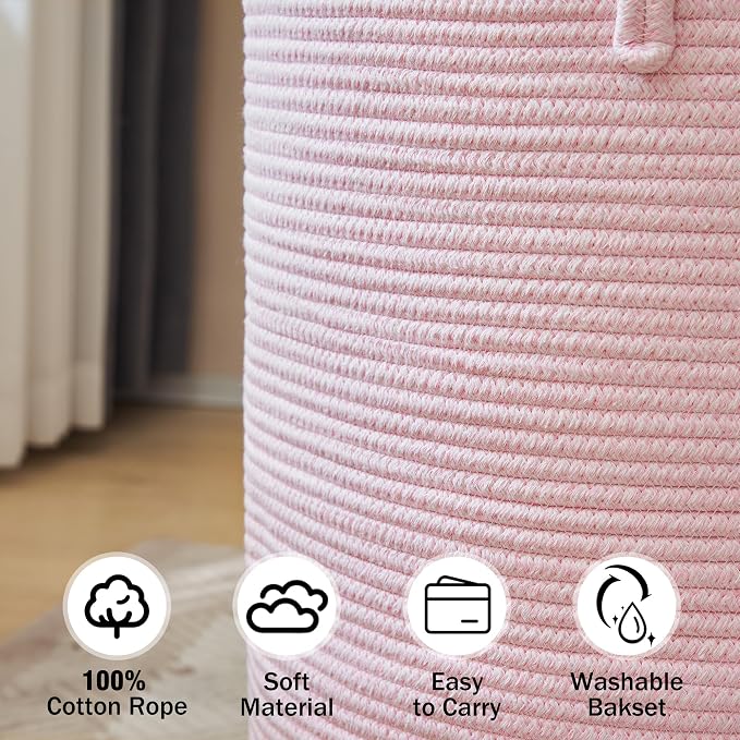 YOUDENOVA Cotton Rope Laundry Hamper Basket, 58L Blanket Basket - Image 5