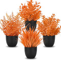 Der Rose 4 Pack Fall Fake Plants in Black Pots, Autumn Home Decor Indoor | by DerRose
