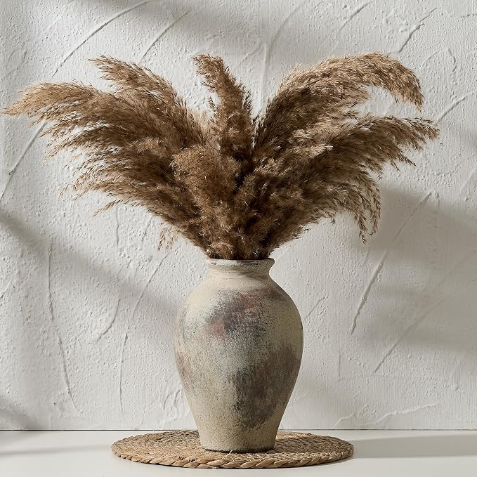 SIDUCAL Ceramic Vintage Flower Vase | 9 Inch Large Pottery Rustic Farmhouse - Image 2