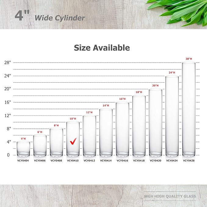 WGVI Quality Thick Weighted Clear Cylinder Glass Vases, Flower Arrangement - Image 3
