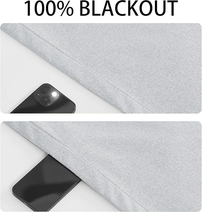RYB HOME 100% Blackout Short French Door Linen Curtain - Image 2