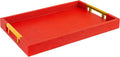 Modern Elegant 17.5"x12" Rectangle Red Shagreen Faux Leather Decorative Tray by HomeRedefined