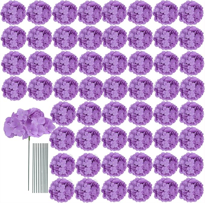 AVIVIHO 65pcs Lavender Fake Flowers Hydrangea Artificial Flowers Bluk by Aviviho
