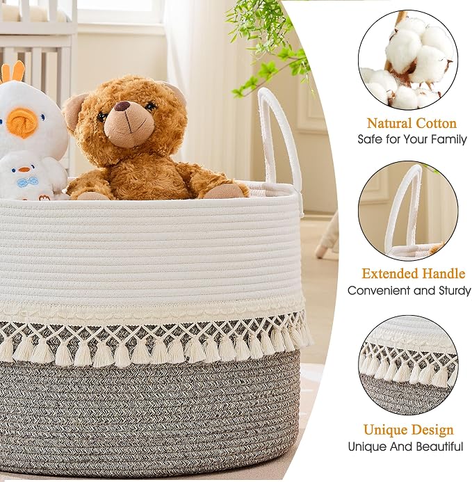 KAKAMAY Large Blanket Basket - Image 2