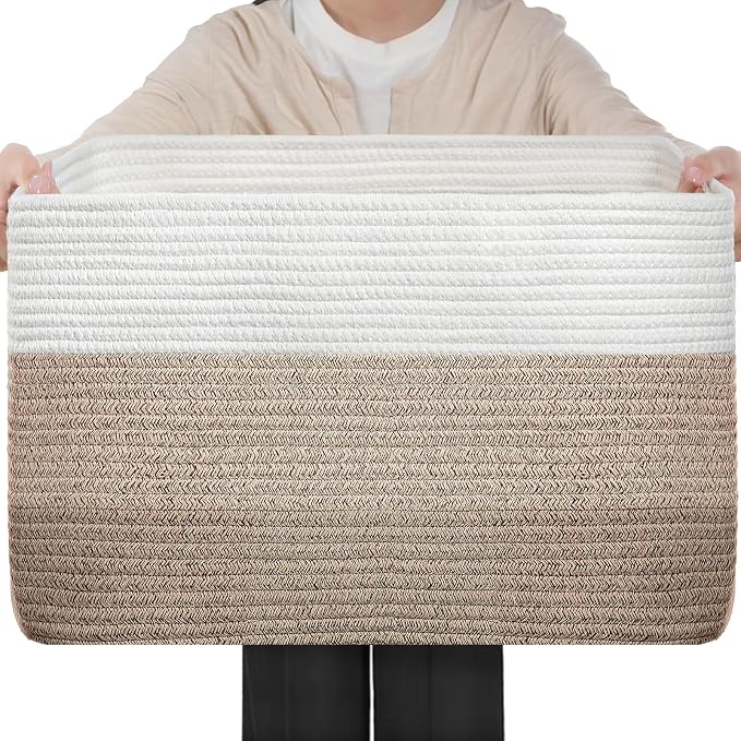 Optish 75L Large Woven Blanket Basket, Storage Basket by Optish