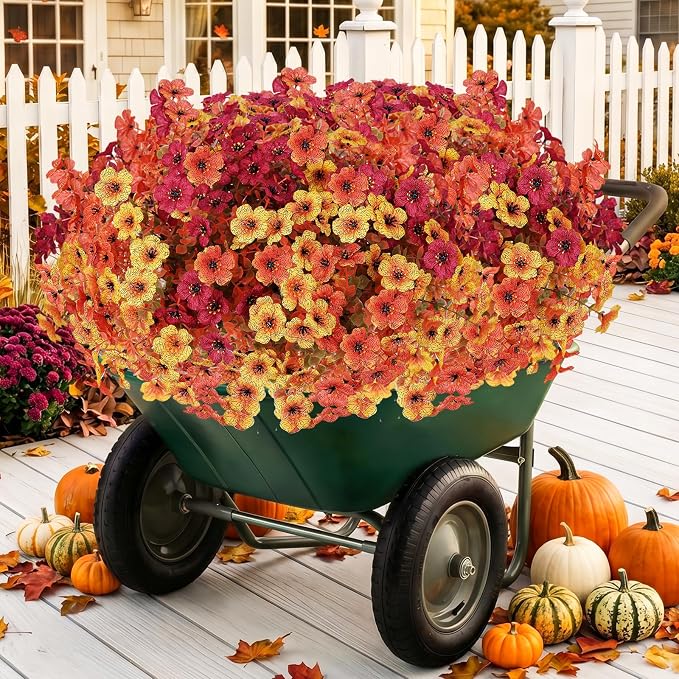 Artificial Flowers Fake Plants for Outdoors Spring Decoration, 13 Bundles Silk - Image 3