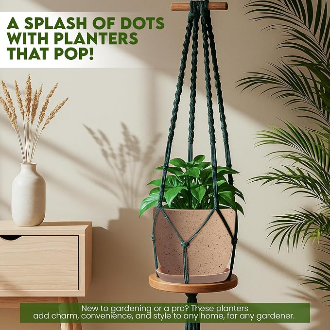 Plant Pots Indoor with Drainage 5 Pack Multisize Planters Spotty Peach Pink | - Image 2