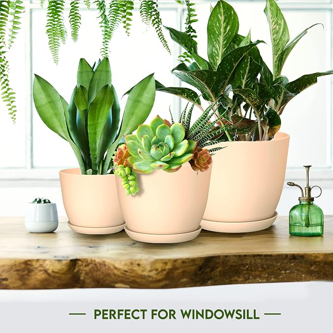 Plant Pots Indoor with Drainage, 5 Pack Multi-Size Planters Set - Image 6