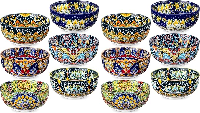 vancasso Cereal Bowls Set of 6, Bohemian Ceramic Soup Bowls, 28 oz Colorful by vancasso