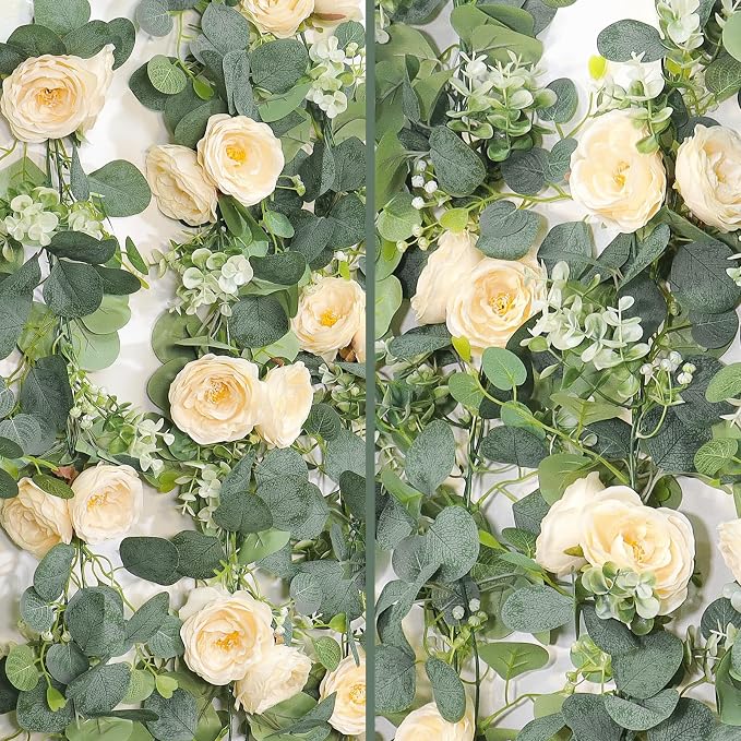 TOCHGREEN 4 Pack Artificial Eucalyptus Flower Garland - Image 7