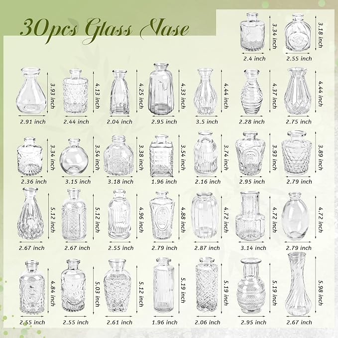 Der Rose 30pcs Glass Bud Vases in Bulk, elegant transparent look, thick sturdy - Image 3