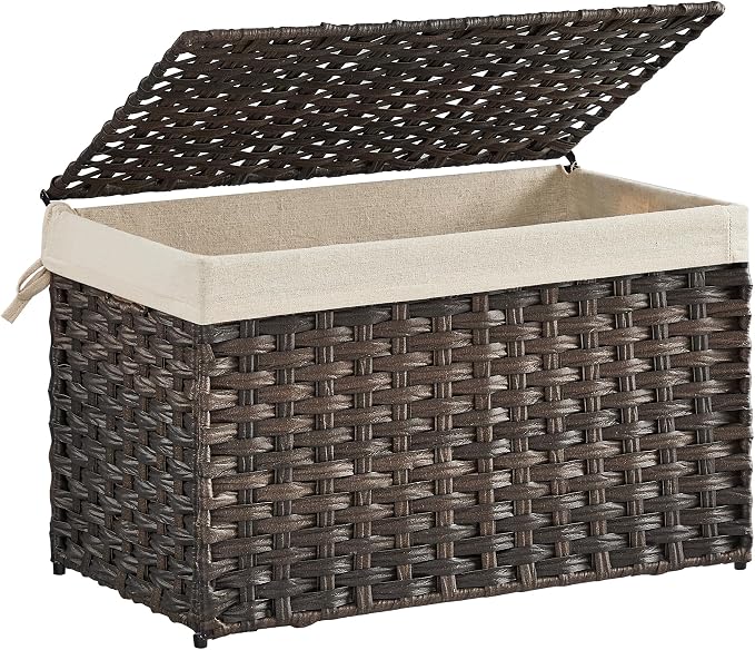 SONGMICS Storage Basket with Lid, Woven Blanket Storage Bin with Handles by Unknown