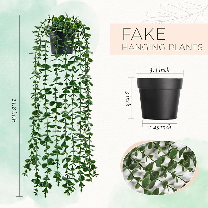 Der Rose 24.8" Fake Eucalyptus Hanging Plant - Image 3