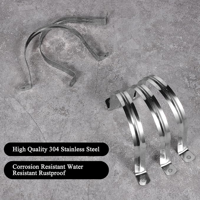 10PCS 4 Inch Stainless Steel U Bracket, M100 Pipe Strap Clamp, 2 Hole Hose - Image 4