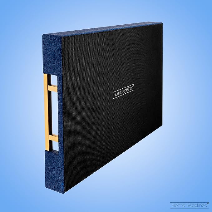 Modern Elegant 17.5”x12” Rectangle Navy Blue Faux Leather Shagreen Decorative - Image 5