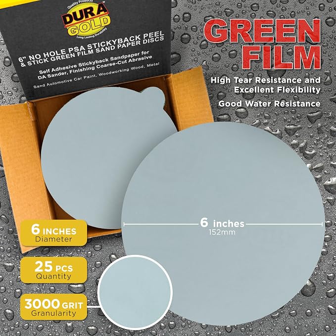Dura-Gold Premium 6" Green Film PSA Sanding Discs - Image 2