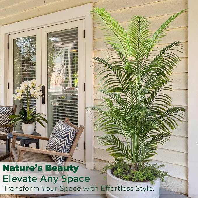 6FT Tall Artificial Palm Trees, Tropical Areca Palm | Potted Faux Plant - Image 5