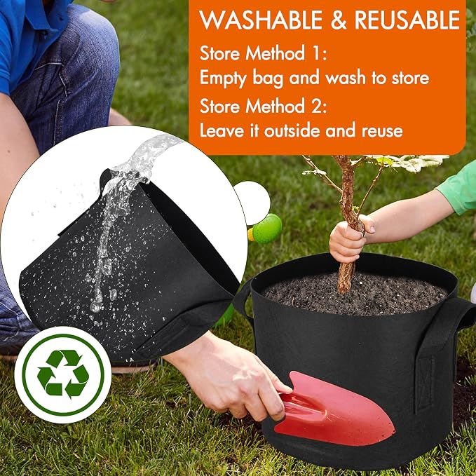 Gardzen 6-Pack 5 Gallon Grow Bags Fabric Pots - Image 5