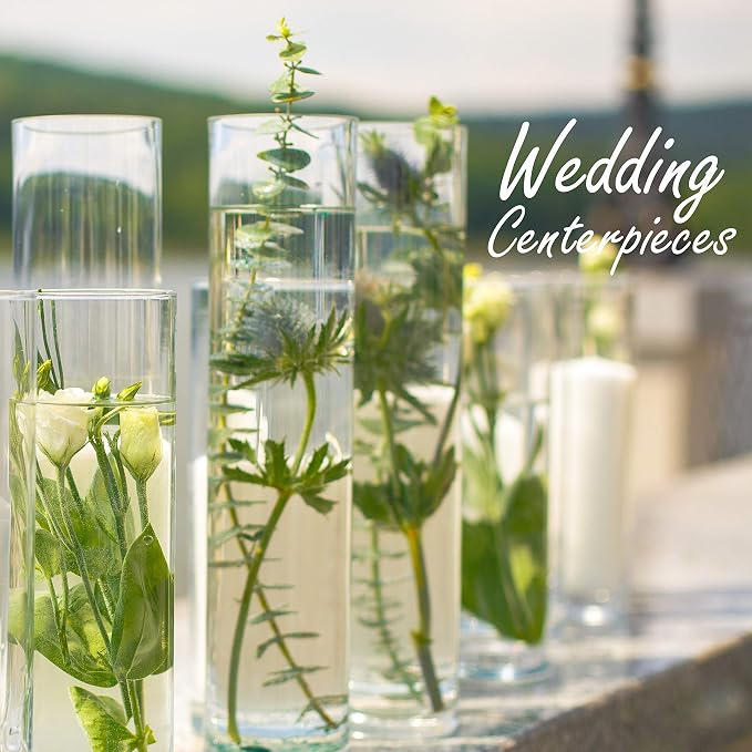 CYS EXCEL Cylinder Clear Glass Vase | Multiple Size Choices Glass Flower Vase - Image 7