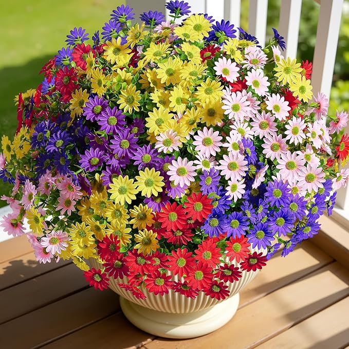 Alupssuc 40 Bundles Artificial Daisies Flowers Fake Silk Plant by Alupssuc