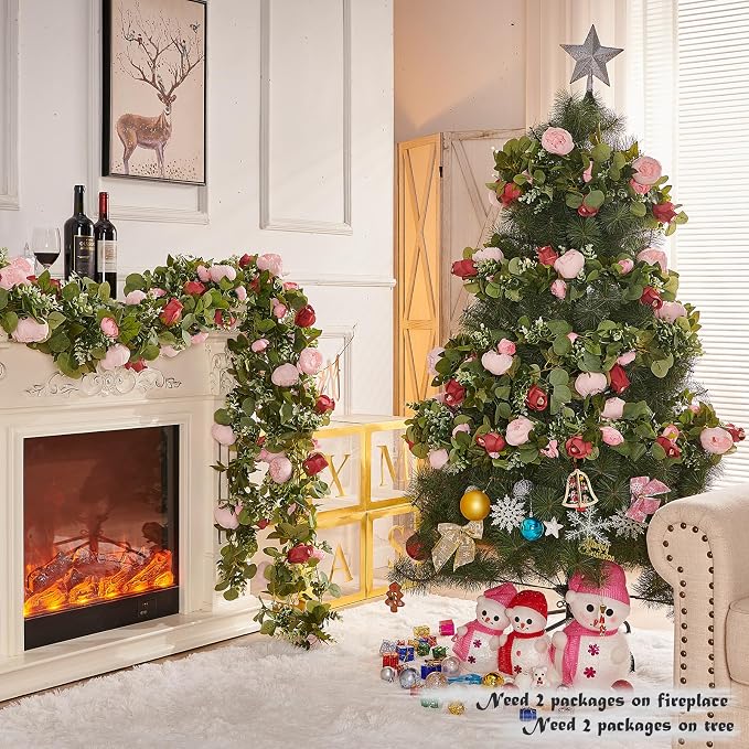 Artificial Flower Garland 5.4ft Floral Rose Vine Decor, Hanging Faux Roses - Image 5