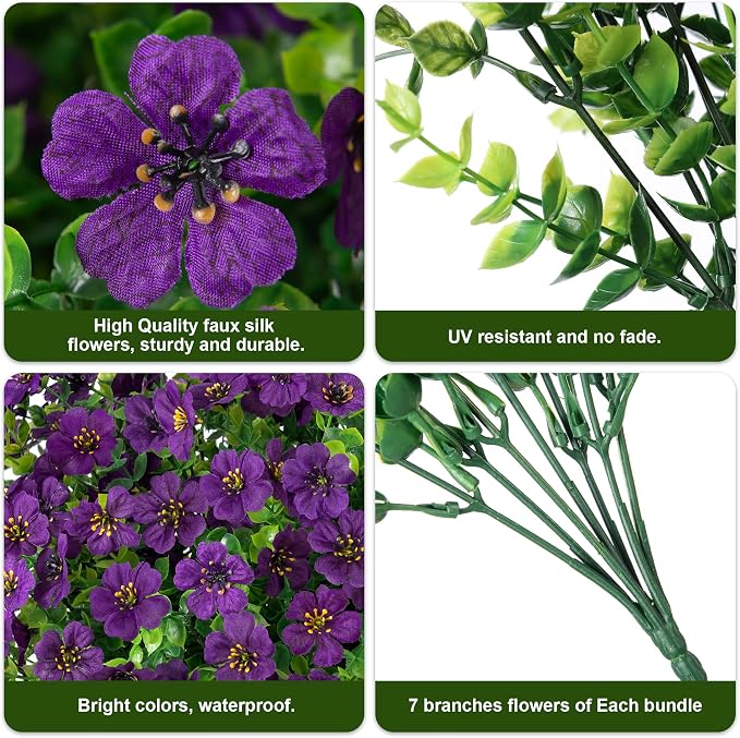 Artificial Fake Plants Flowers 12 Bundles - Image 2