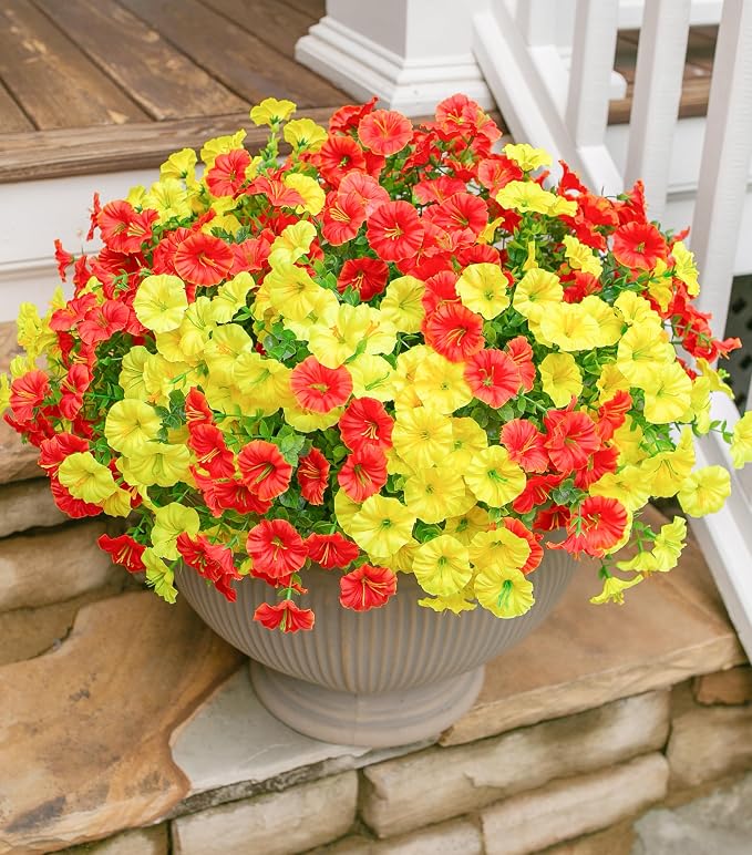 Artificial Flowers for Outdoors Fake Plants Outside Decoration, 12 Bundles Silk - Image 2
