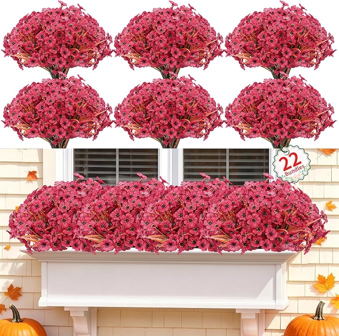 Powbrace 22 Pack Artificial Fall Flowers Mums by Powbrace
